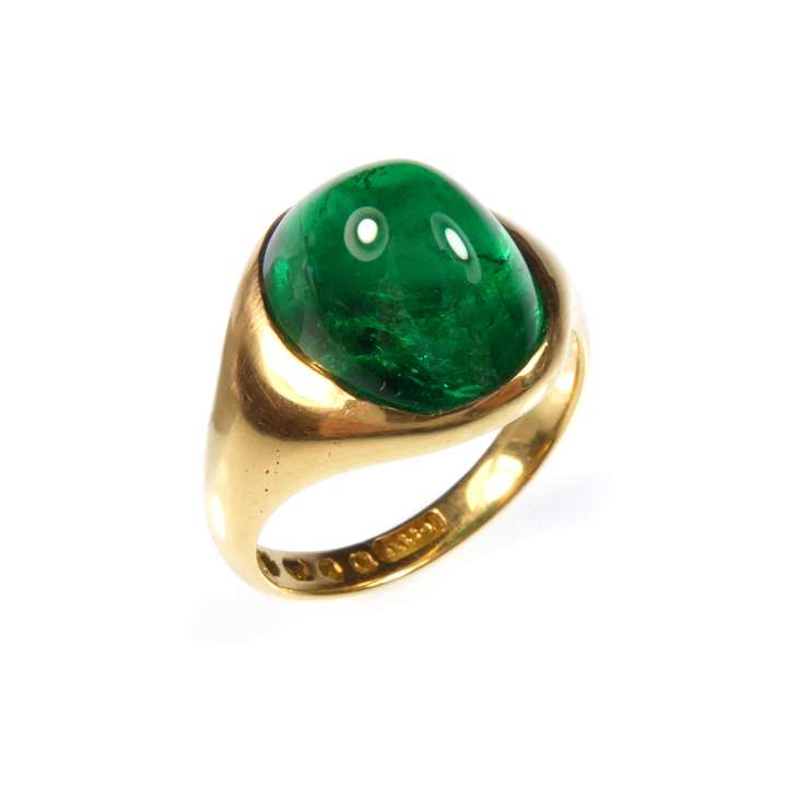 Victorian cabochon emerald and 18ct gold ring
